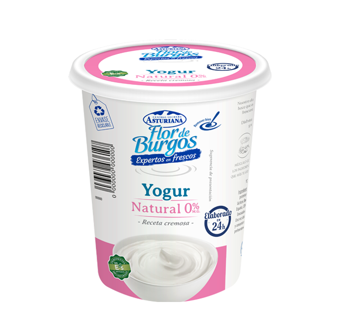 Yogur Natural 0% M. G.  Central Lechera Asturiana Flor de Burgos